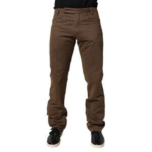 Exte Brown Straight Cut Mid Waist Chino Men Trouser Men's Pants